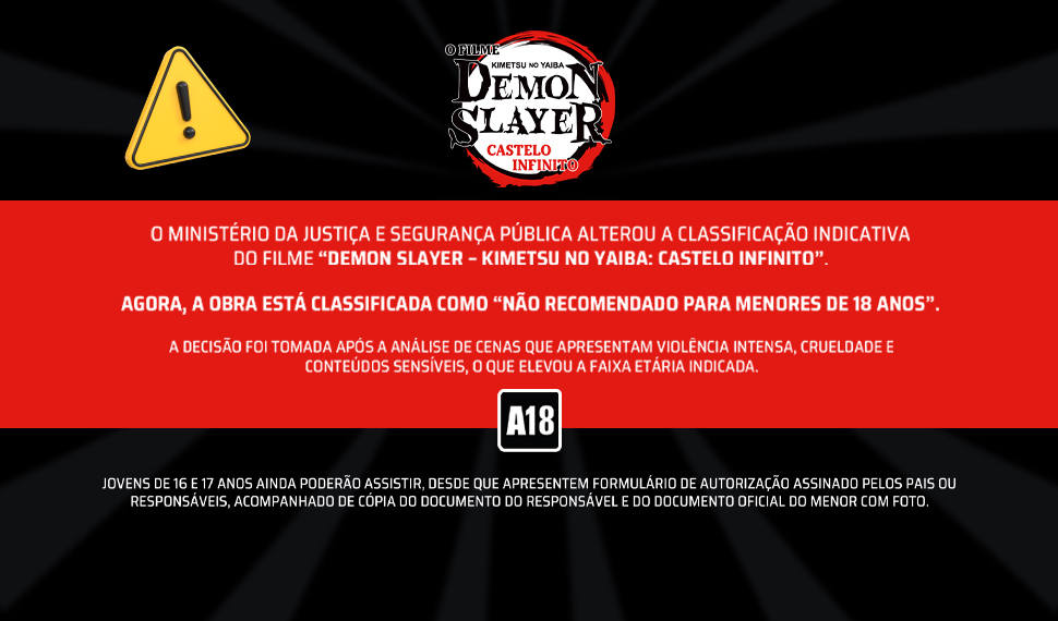 Classificação filme “Demon Slayer – Kimetsu no Yaiba: Castelo Infinito”